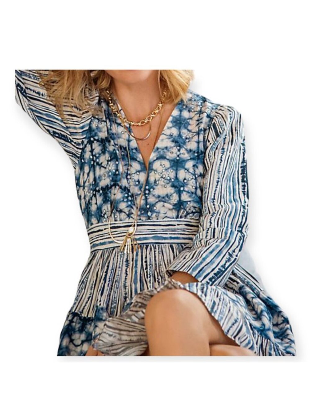 Anthropologie Behati Blue Print Mini Dress size S, NWT - Picture 6 of 16